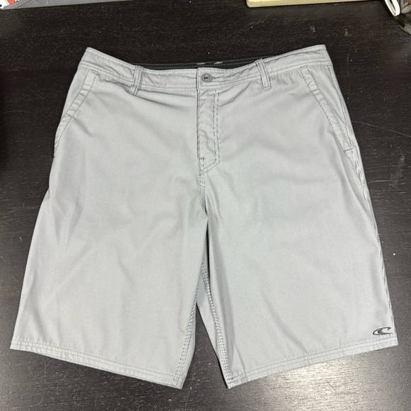 O’Neill hybrid, swim trunk flat front shorts subtle pinstripe gray 34 - Picture 2 of 15